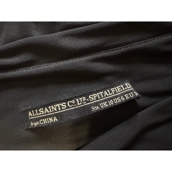 AllSaints Spitalfields 6 Black Ruched Long Sleeve Stretch - Picture 10 of 12
